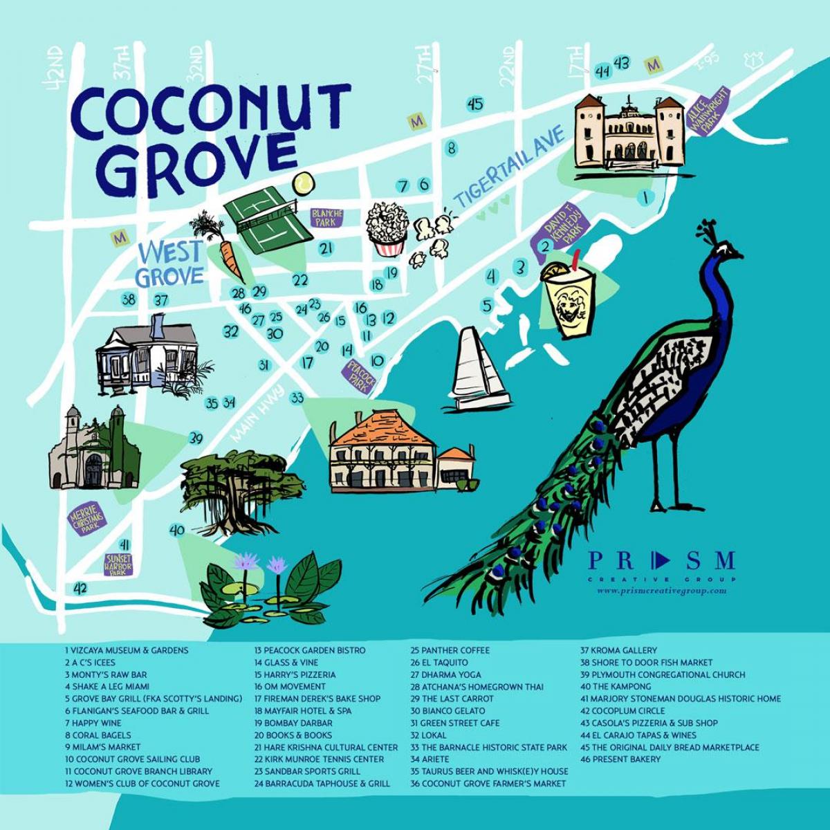 карта Коконат Гров в Майами
