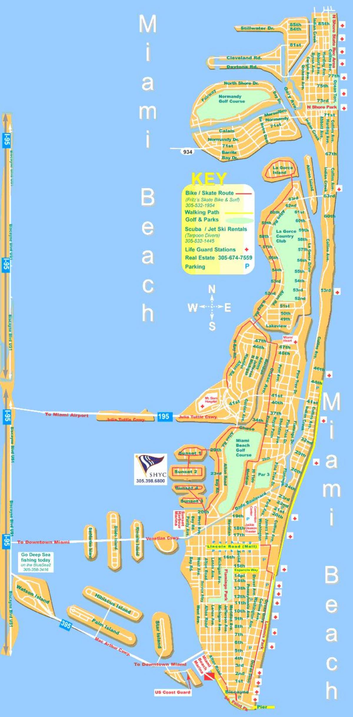карте Майами-Бич