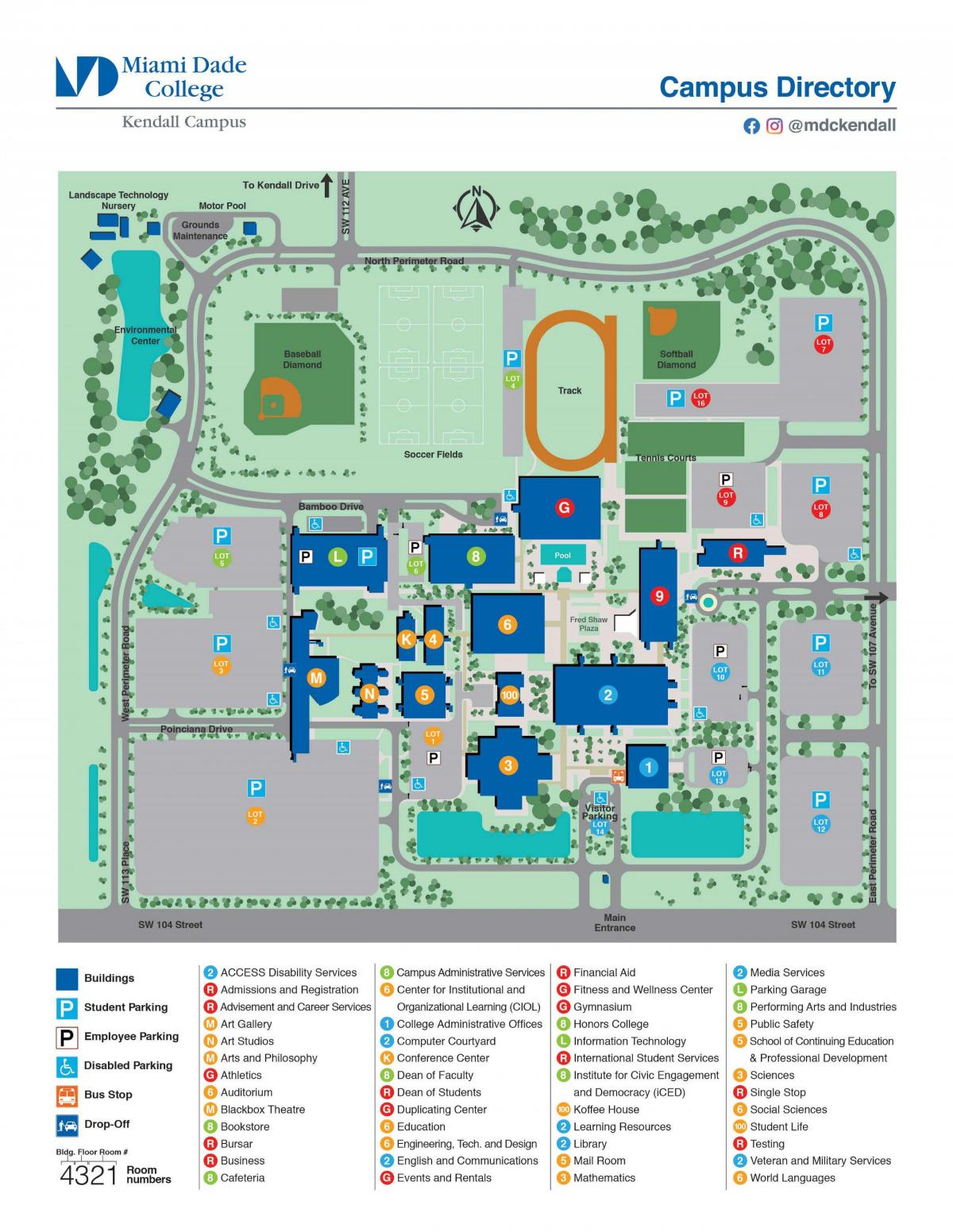 Майами Дейд колледж Кендалл карте кампуса
