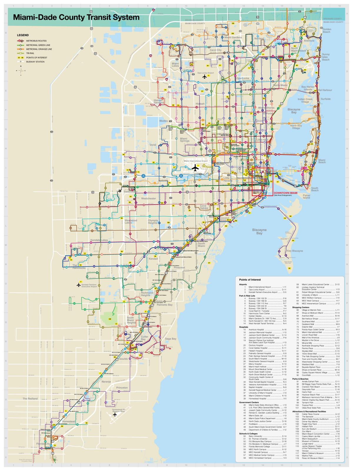 Общественного транспорта карте Майами
